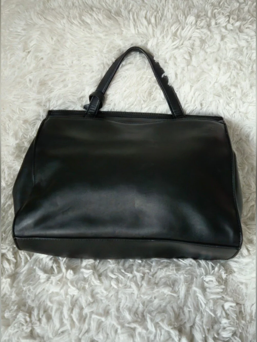 GUESS Shawna Black Faux Leather Logo Top Handle Satchel